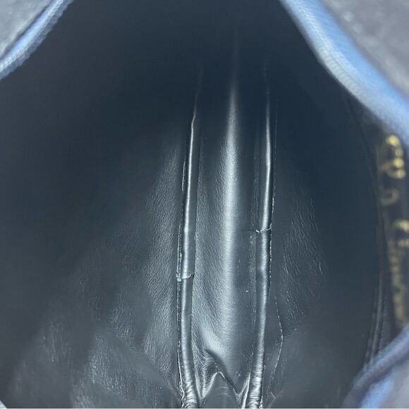 Vintage L.J.Simone Navy Blue quilted Suede crossbody bag gold tone chain accent. - Picture 11 of 12